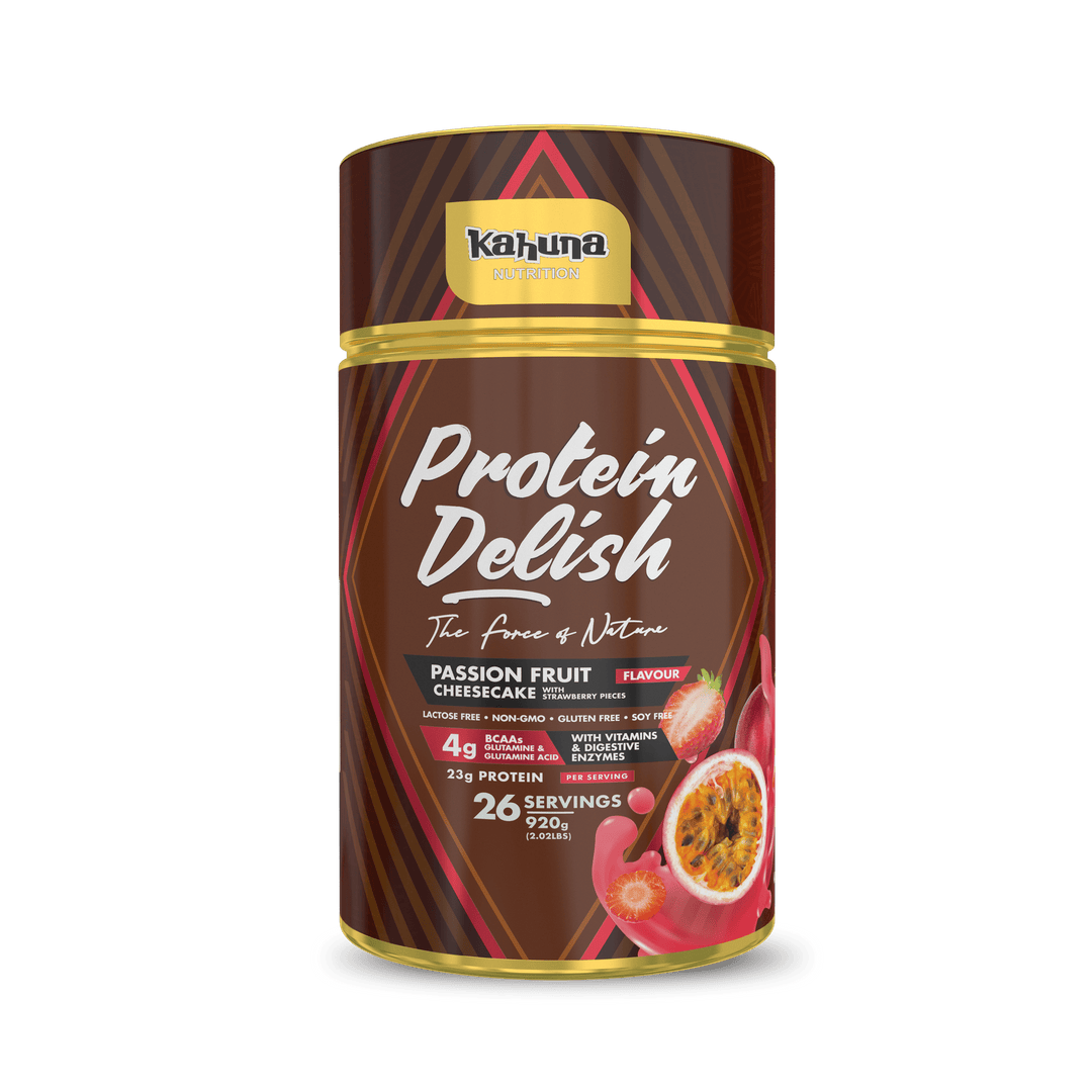 Best Tasting Protein powder, Protein Delish, Passion Fruit Cheesecake Flavour, Front side, 920g