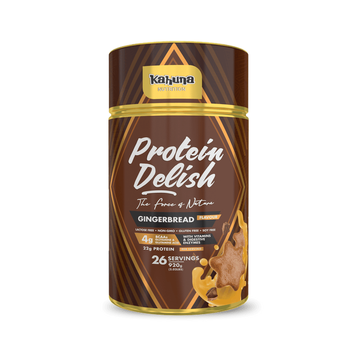 Best Tasting Protein powder Protein Delish, Gingerbread flavour, Front View, 920g