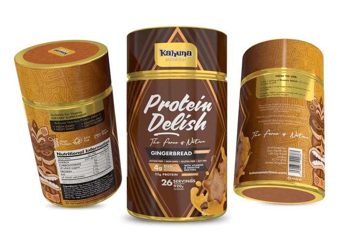 Best Tasting Protein powder Protein Delish, Gingerbread flavour, Group Image, 920g