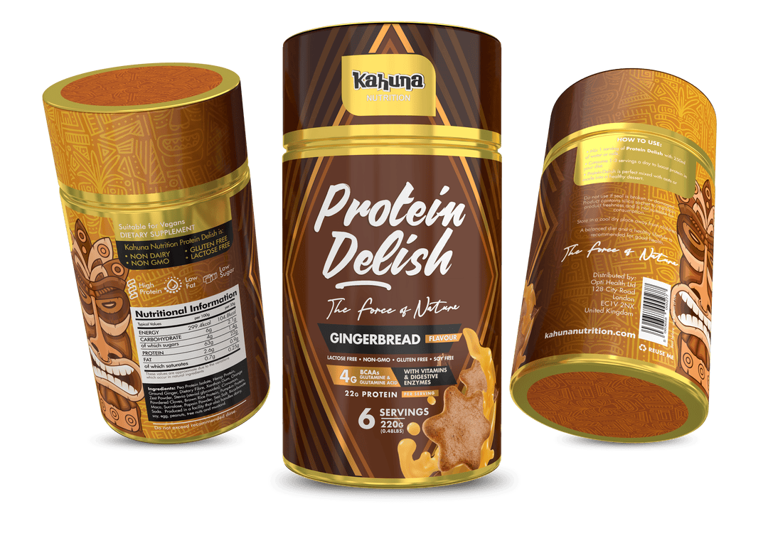 Best Tasting Protein powder Protein Delish, Gingerbread flavour, Group Image,, 220g