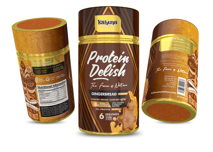 Best Tasting Protein powder Protein Delish, Gingerbread flavour, Group Image,, 220g