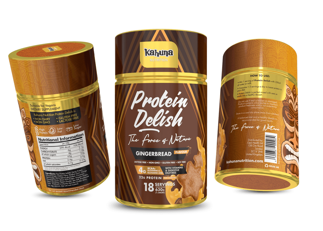 Best Tasting Protein powder Protein Delish, Gingerbread flavour, Group Image, 630g
