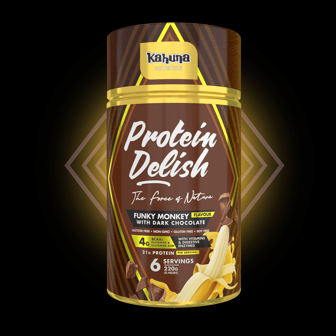 Best Tasting Protein powder, Protein Delish, Banana Flavour, Front side, 220g