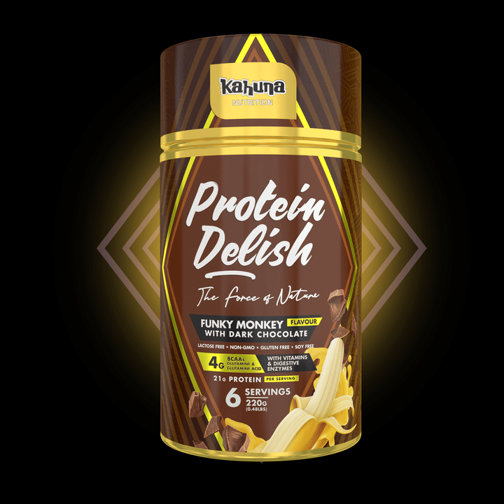 Best Tasting Protein powder, Protein Delish, Banana Flavour, Front side, 220g